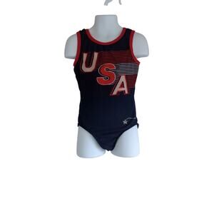 Vintage USA Leotard Child Small Blue Bodysuit